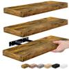 Sorbus Floating Shelves for Wall, Bathroom Shelves Wall Mounted for Kitchen, Bedroom, Bathroom Storage Over Toilet, Hanging Book Shelf for Wall Home Decor Living Room (Rustic Brown, 3 Pack) view 1