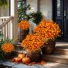 AXYLEX Artificial Mums for Outdoor Fall Flowers - Fake Plants UV Resistant No Fade Faux Plastic Home Decor Garden Porch Patio (1, OrangeMixed) view 2