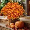AXYLEX Artificial Mums for Outdoor Fall Flowers - Fake Plants UV Resistant No Fade Faux Plastic Home Decor Garden Porch Patio (1, OrangeMixed) view 3