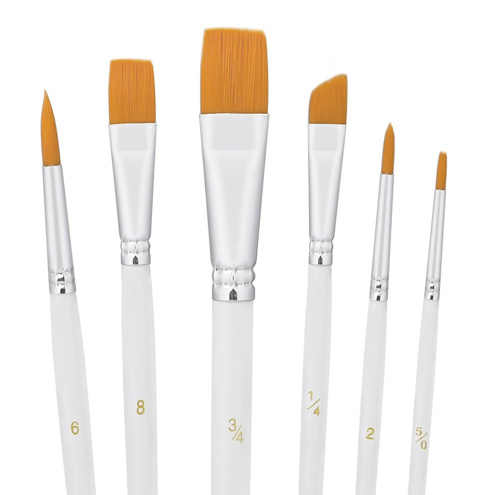 6PCS Cake Painting Brushes Set Food Paint Brushes Food Safe Cake Decorating Brushes for Dusting Edible Glitter Edible Color for Cake Cookie Decoration (White)