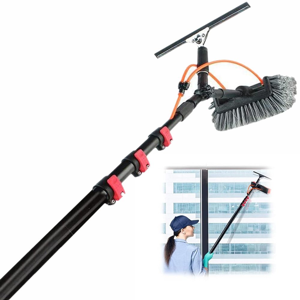 Cleaning Brush Water Fed Solar Panel Cleaning Pole Window Cleaners Telescopic Glass Washing Tool Extending Window Cleaning Pole Telescopic Window Cleaner Water Fed,24Ft/7.2M