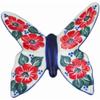 Polmedia Polish Pottery Butterfly Figurine UNIKAT - Poppies Meadow Pattern Handmade in Boleslawiec Poland + Certificate of Authenticity view 2