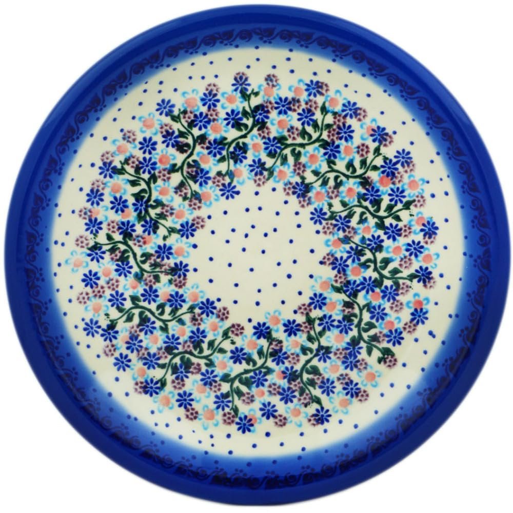 Polmedia Polish Pottery Lunch Plate UNIKAT - Stormy Vines Pattern Handmade in Boleslawiec Poland by Ceramika Bona + Certificate of Authenticity