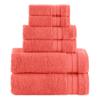 Elegant Comfort Luxury 6-Piece Towel Set, Premium Soft 100% Turkish Cotton, Three Line Popcorn Design 2 Bath Towels, 2 Hand Towels and 2 Washcloths Towel Set - Quick-Drying and Absorbent, Coral view 1