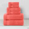 Elegant Comfort Luxury 6-Piece Towel Set, Premium Soft 100% Turkish Cotton, Three Line Popcorn Design 2 Bath Towels, 2 Hand Towels and 2 Washcloths Towel Set - Quick-Drying and Absorbent, Coral view 2