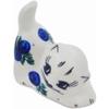 Polmedia Polish Pottery Cat Figurine UNIKAT - Blue Berry Special Pattern Handmade in Boleslawiec Poland + Certificate of Authenticity view 2