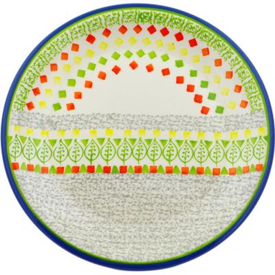 Polmedia Polish Pottery Salad Plate - Leafy Sunrise Pattern Handmade in Boleslawiec Poland + Certificate of Authenticity