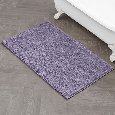 Laura Ashley  Astor Chenille Bath Mat | 100% Polyester | Premium Bathroom Dcor | Machine Washable | TPR Backing | Measures 27 x 45 | Wisteria