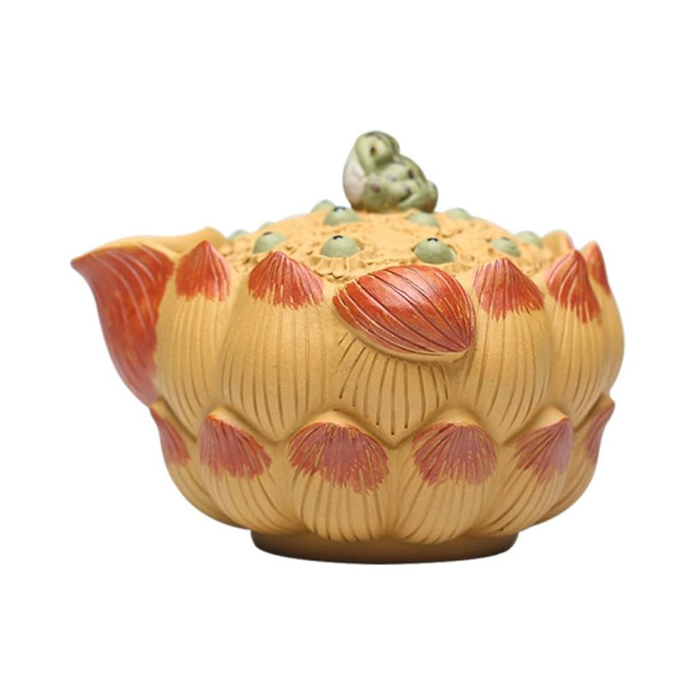 ULTRAWAVE Ceramic Pot Thickened Anti-Scald Alabaster Hand Grab Pot Large Capacity Creative Tea Sets Segmented Clay Imitation Lotus Cover Bowl Tea Pot