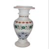 12 Inches White Marble Plantter Semi Precious Stone Inlay Work Giftable Flower Vase for Wedding and Housewarming view 1