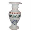 12 Inches White Marble Plantter Semi Precious Stone Inlay Work Giftable Flower Vase for Wedding and Housewarming view 2