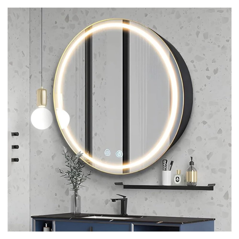 ZJSMP Bathroom Mirror, 30 inch Round Medicine Cabinet with Lights Led Medicine Cabinet with Defogger Illuminated Mirror Cabinet for Bathroom