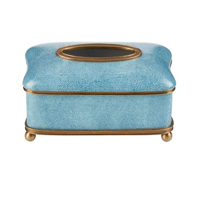 BABETRUE Tissue Holders Tissue Box Ceramic with Copper Tissue Box Living Room Desktop Art Paper Box Home Decor Napkin Storage Box, Blue Tissue Box Cover with Storage