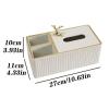 BABETRUE Tissue Holders Light Luxury Tissue Box Desktop Storage Tissue Box Home Decorative Paper Box Multi-functional Storage Box Rack Tissue Box Cover with Storage(C) view 2