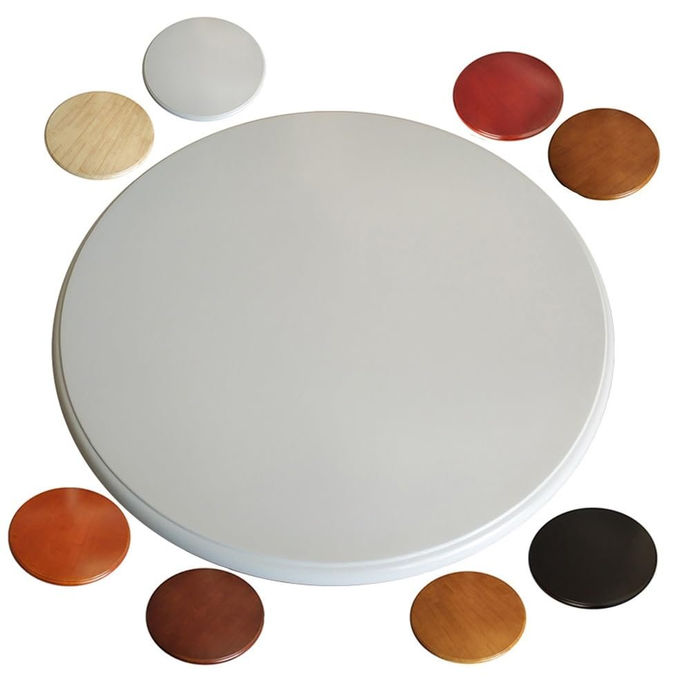 FIEZFEAT Large Surface Area 30 36 40 50in Wood Lazy Susan Turntable Dining Table Serving Tray Rustic Turntable for Table Dish Revolving Share All Food, Easy to Install(White,100cm/40in)