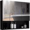 ELUKHT Mirror Cabinets Aluminum Slowly Close The Medicine Cabinet Aluminum Cabinet with Mirror Wall-Mounted Bathroom Medicine Cabinet with Mirror (Black 60 * 70 * 13cm) view 1