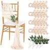 QueenDream Sheer Fabric Wedding Chair Sashes: 36PCS Tulle Church Chair Cover Long Chairs Bows Aisle Drapes Party Decorations Champagne view 1