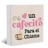 Spanish Coffee Sign Decorative Signs Plaques Wooden Box Sign Desk Decor, Coffee Farmhouse Signs Wood Block Plaque Box Sign Spanish Kitchen Home Decoration for Coffee Lovers Coffee Station Bar 5*5 in view 1