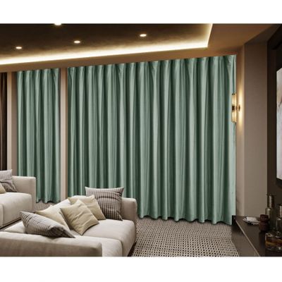 Macochico Velvet Home Movie Theater Curtains Blackout Curtains Luxury Christmas Drapes Soundproof Curtains for Stage Event Auditorium Concert Party Studio Flat Hooks Bottle Green 250W x102L 1 Panel