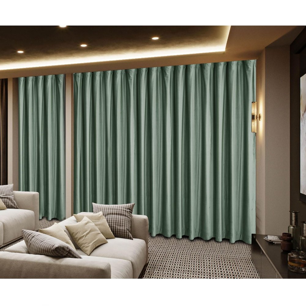 Macochico Velvet Home Movie Theater Curtains Blackout Curtains Luxury Christmas Drapes Soundproof Curtains for Stage Event Auditorium Concert Party Studio Flat Hooks Bottle Green 250W x102L 1 Panel