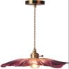 DXYC Retro Lotus Leaf Glass Chandelier | Brass Lamp Holder Pendant Lights | Flower Type E27 Ceiling Light for Kitchen, Dining Table & Living Room view 1