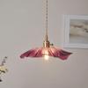 DXYC Retro Lotus Leaf Glass Chandelier | Brass Lamp Holder Pendant Lights | Flower Type E27 Ceiling Light for Kitchen, Dining Table & Living Room view 2