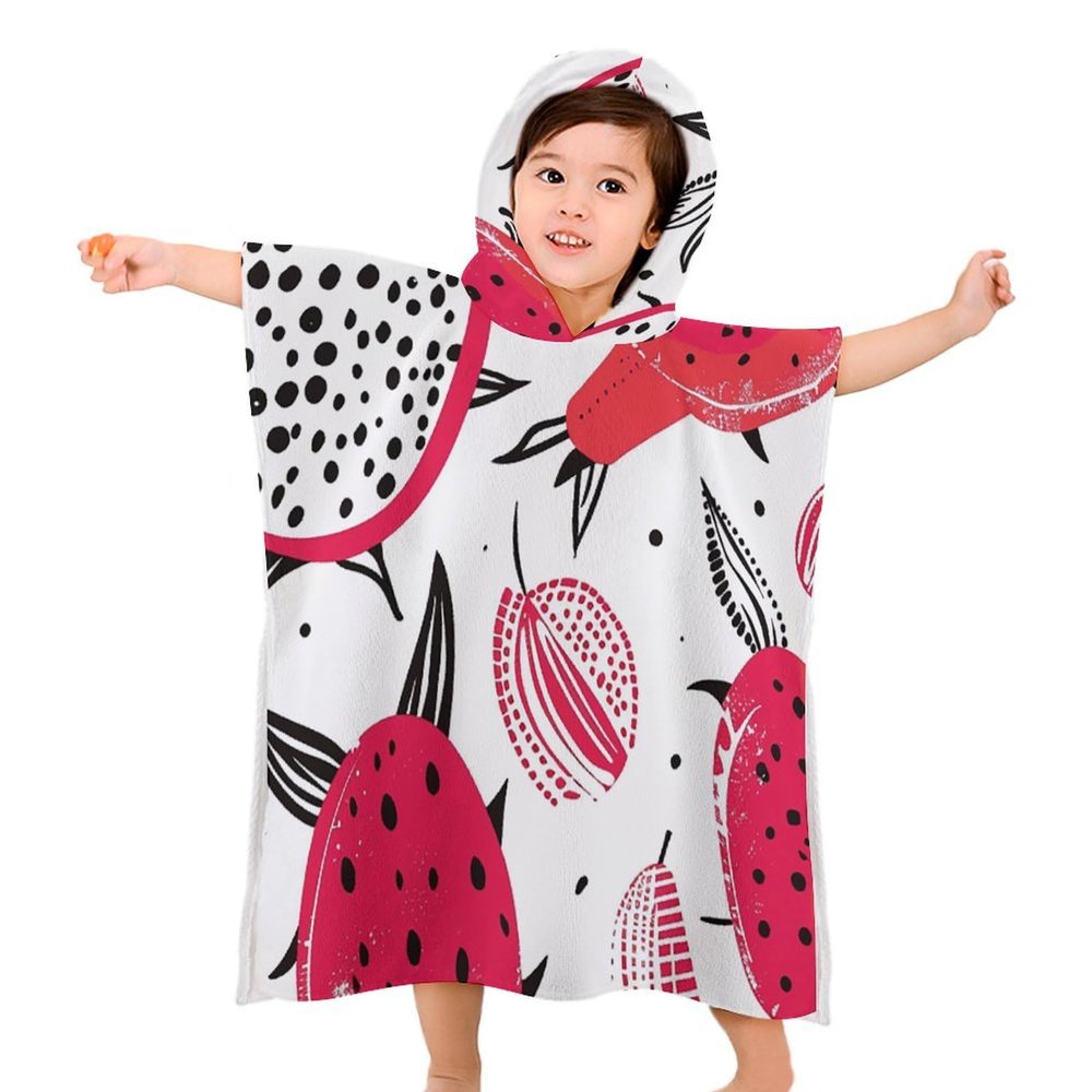 YTDRZ Kids Bath Towel Kids Hooded Beach Towel Kids Pool Towel Dragon Fruit Pattern Printed Kids Beach Towel for Boys Girls Soft Absorbent Quick Dry Beach Swim Pool Towel