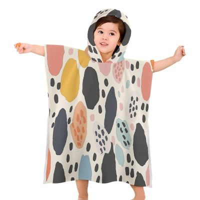 YTDRZ Kids Bath Towel Kids Hooded Beach Towel Kids Pool Towel Dots with Circles Printed Kids Beach Towel for Boys Girls Soft Absorbent Quick Dry Beach Swim Pool Towel