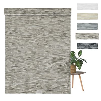 BERISSA Light Filtering Roller Blinds for Windows, Solar Window Roller Shades UV Protection Jacquard Fabric Free-Stop Cordless Window Blinds for Bedroom, Living Room Office,75" W x 72" H,L-Brown
