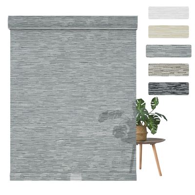 BERISSA Light Filtering Roller Blinds for Windows, Solar Window Roller Shades UV Protection Jacquard Fabric Free-Stop Cordless Window Blinds for Bedroom, Living Room Office,29" W x 84" H,Gray