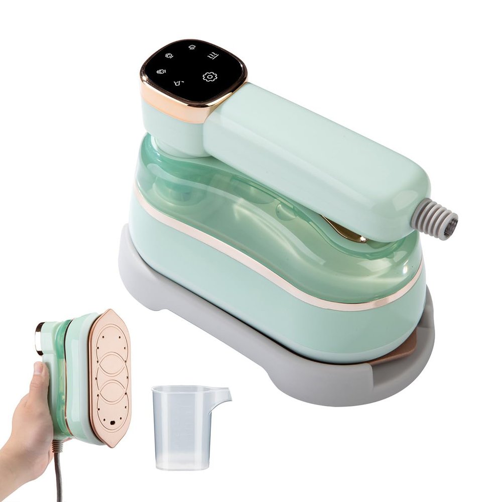 HomeLoft Basics Travel Garment Steamers, Mini Portable LED Display Small Rotary Steam Ironing Machine Travel Business Trip College Dormitory Essential Steam Ironing Machine (Emerald Color)