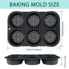 2Pcs Silicone Hamburger Bun Mold 6-Cavity Egg Muffin Baking Pan Non-Stick Silicone Bread Pan Multifunctional Reusable Hamburger Bread Mold for Hamburger Chocolate Cake Pie Custard Tart(grey) view 2