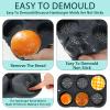 2Pcs Silicone Hamburger Bun Mold 6-Cavity Egg Muffin Baking Pan Non-Stick Silicone Bread Pan Multifunctional Reusable Hamburger Bread Mold for Hamburger Chocolate Cake Pie Custard Tart(grey) view 4