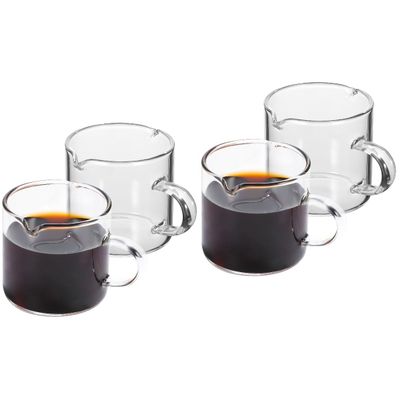 Cabilock 4pcs Clear Espresso Cups Glass Tea Cups Small Pitchers Clear Coffee Mugs for Espresso Creamer Syrup Coffee Lovers and Tea Enthusiasts