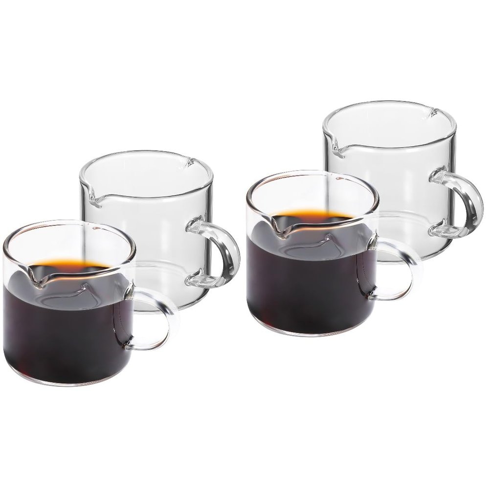 Cabilock 4pcs Clear Espresso Cups Glass Tea Cups Small Pitchers Clear Coffee Mugs for Espresso Creamer Syrup Coffee Lovers and Tea Enthusiasts