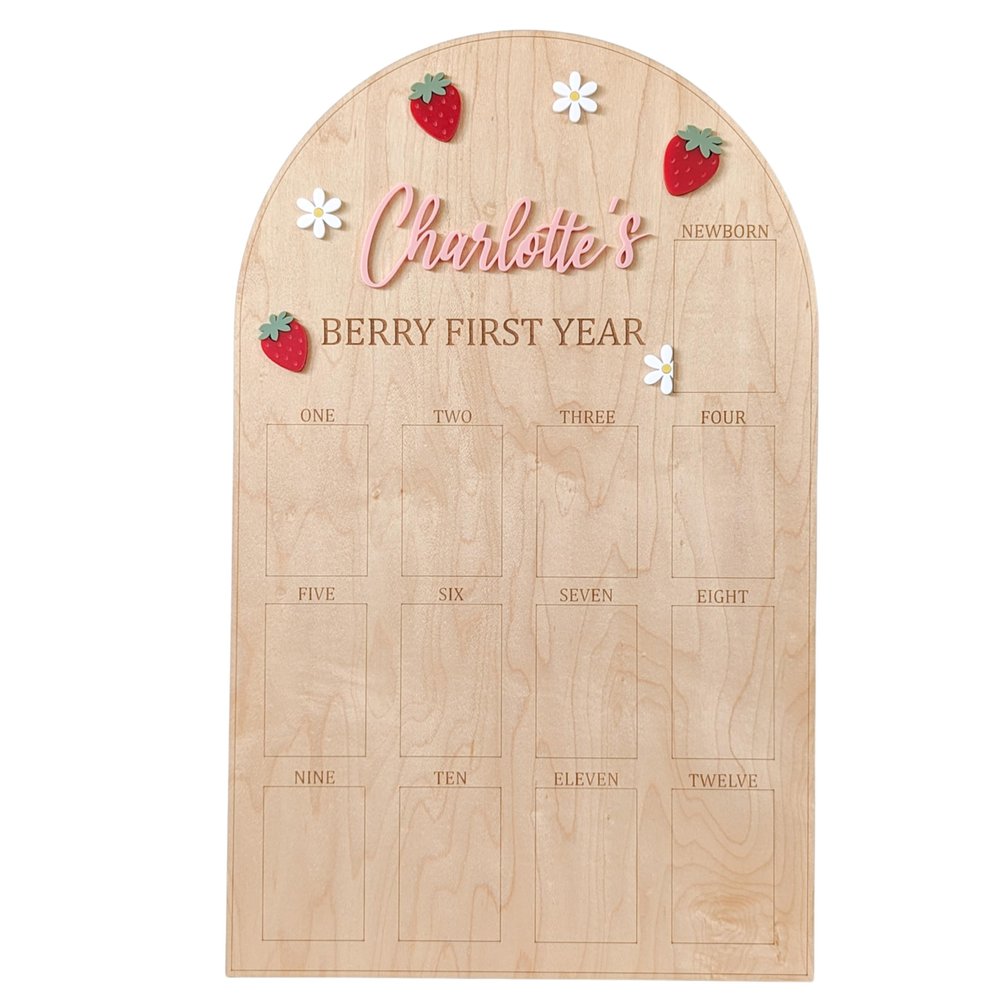 Berry First Birthday Photo Board, Strawberry 1st Birthday Party Decorations, Berry Sweet One Monthly Milestone