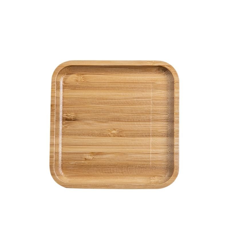 Bamboo Serving Trays Charcuterie Platter Portable Bed Tray for Breakfast Dinner, Eating Trays for Living Room,Restaurants (Square 20 * 20 * 2CM)