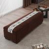 Modern Storage Ottoman Bench, Luxury Velvet Upholstered Bench, Safety Hinged Flip Top Storage Bench Sofa Couch Foot Rest Long Stool Bed End Bench for Bedroom/Living Room/Entryway(Brown,80cm(31.5in)) view 1