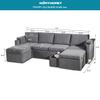 BELUXI Modular sectional couches for Living Room Lounge Sofa U Shaped Couch Furniture Sets l Shape Sleeper Bedroom Comfy Modern (Black, U Shaped Sectional-1) view 2