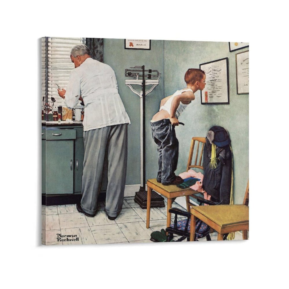 41+Norman Rockwell Illustration Art Before The Shot Poster Print Decorative Painting Canvas Wall Art Living Room Posters Bedroom Painting Framed 20x20inch