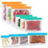 SHUCHUANG 10 Pack Dishwasher Safe Silicone Food Storage Bags, Leakproof Silicone Freezer Bags, BPA Free Reusable Storage Bags for Lunch Marinate Food Travel - 3 Gallon 3 Sandwich 4 Snack Bags view 1