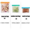 SHUCHUANG 10 Pack Dishwasher Safe Silicone Food Storage Bags, Leakproof Silicone Freezer Bags, BPA Free Reusable Storage Bags for Lunch Marinate Food Travel - 3 Gallon 3 Sandwich 4 Snack Bags view 2
