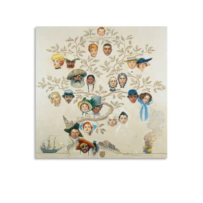 41+Norman Rockwell Illustration Art Family Tree, 1959 Poster Print for Teen Boys Room Wall Art Canvas Painting Print Unframed 24x24inch