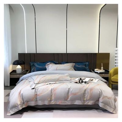 GLAMDIA Luxury Jacquard Bedding Set Satin Bed Linens Quilt Duvet Cover Pillowcase King Size Flat Sheet,Bed, Queen, MM-102