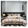 GLAMDIA Luxury Jacquard Bedding Set Satin Bed Linens Quilt Duvet Cover Pillowcase King Size Flat Sheet,Bed view 1