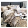 GLAMDIA Luxury Jacquard Bedding Set Satin Bed Linens Quilt Duvet Cover Pillowcase King Size Flat Sheet,Bed view 2