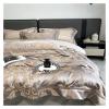 GLAMDIA Luxury Jacquard Bedding Set Satin Bed Linens Quilt Duvet Cover Pillowcase King Size Flat Sheet,Bed view 3