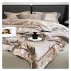 GLAMDIA Luxury Jacquard Bedding Set Satin Bed Linens Quilt Duvet Cover Pillowcase King Size Flat Sheet,Bed view 4
