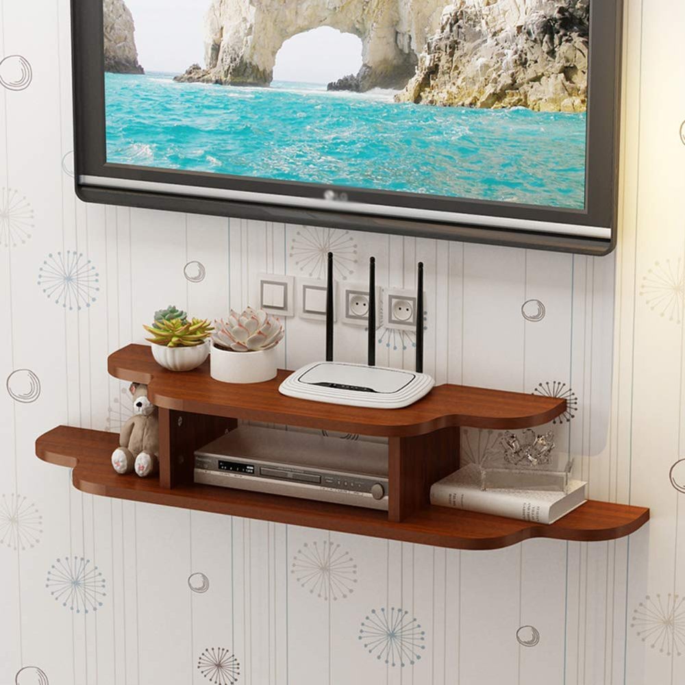 Dntum Floating Tv Console, 2 Tier Wall Mounted Tv Shelf Floating Media Console for Cable Boxes Routers Remotes Dvd Players Cd Decor-A 120Cm