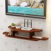 Dntum Floating Tv Console, 2 Tier Wall Mounted Tv Shelf Floating Media Console for Cable Boxes Routers Remotes Dvd Players Cd Decor-A 120Cm view 1